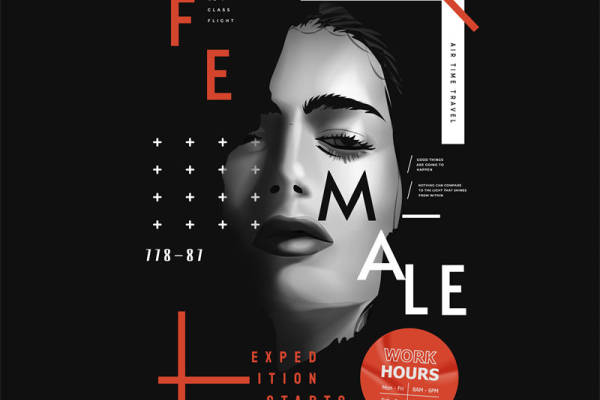 人物字母印花图案服装裁片T恤卫衣烫图印花花型素材