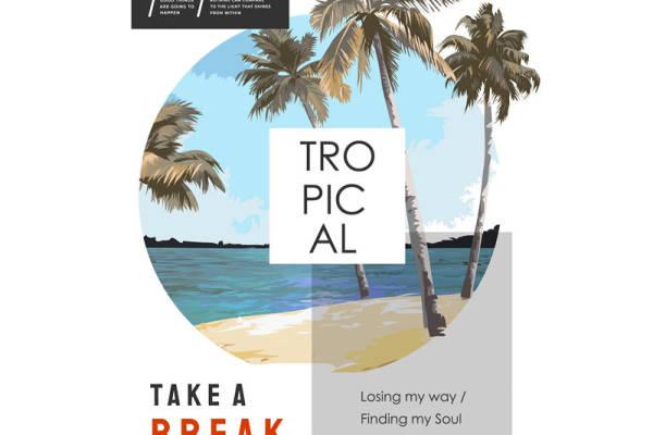 椰子树字母印花图案服装裁片T恤卫衣烫图印花花型素材