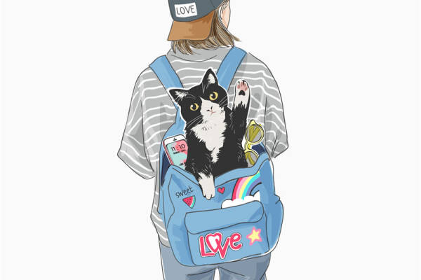 人物心形字母豹纹印花图案服装裁片T恤卫衣烫图印花花型素材