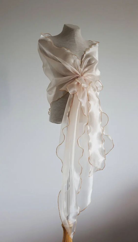 Evening shawl Woman wrap champagne organza shawl. Organza | Etsy
