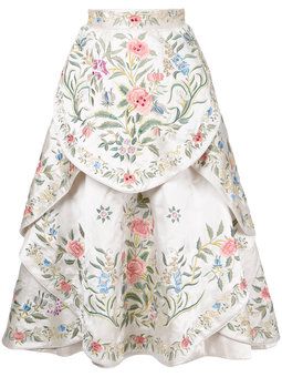 embroidered full midi skirt