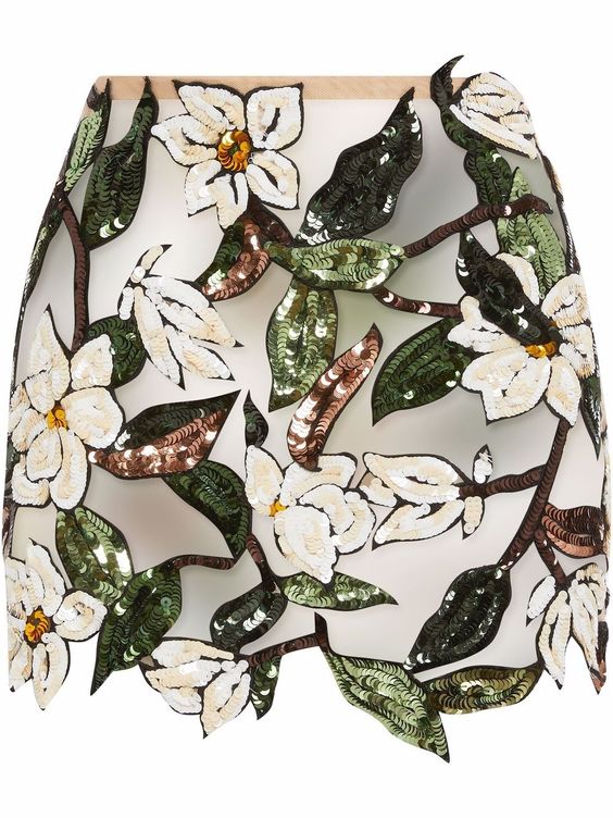 Shop or share your style of the product on ModeSens! White/multicolour silk floral-motif sequin-embellished dress from OSCAR DE LA RENTA featuring semi-sheer construction, sequin embellishment, patterned floral print, A-line and thigh-length.