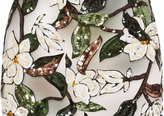 Shop or share your style of the product on ModeSens! White/multicolour silk floral-motif sequin-embellished dress from OSCAR DE LA RENTA featuring semi-sheer construction, sequin embellishment, patterned floral print, A-line and thigh-length.