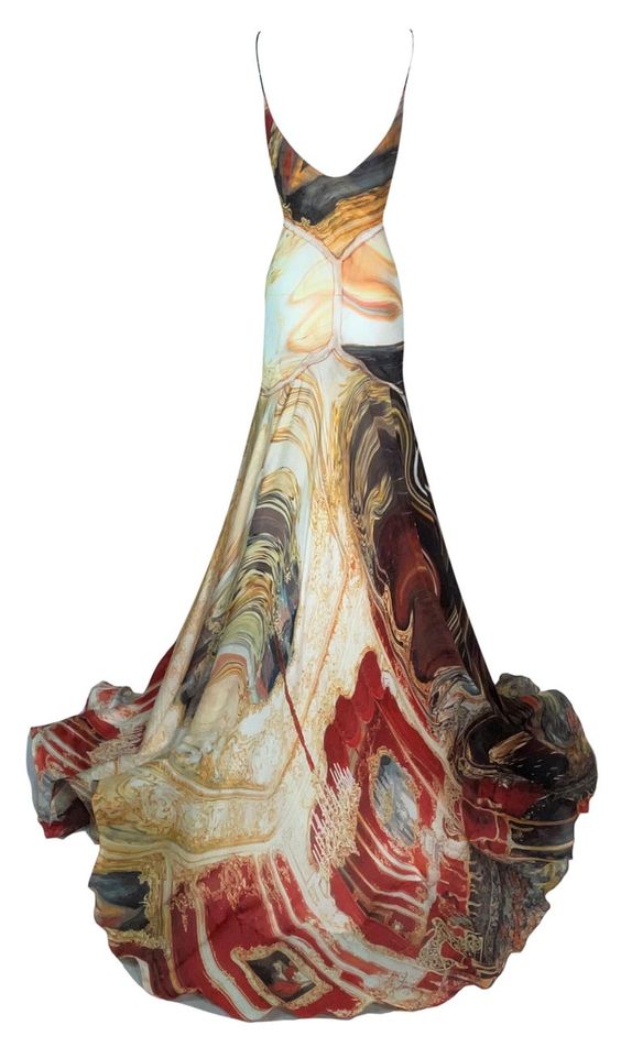 Roberto Cavalli red and gold brocade-print silk evening slip dress, fw 2004
