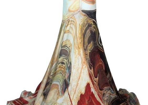 Roberto Cavalli red and gold brocade-print silk evening slip dress, fw 2004