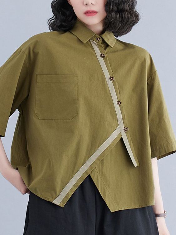 SkuCY-!118720MaterialPolyester , >70%Cotton StyleLoose , Irregular clipping , Half Sleeves NecklineLapel OccasionCasual , Original Creation , Leisure Fashion SeasonsSummer TypeBlouses