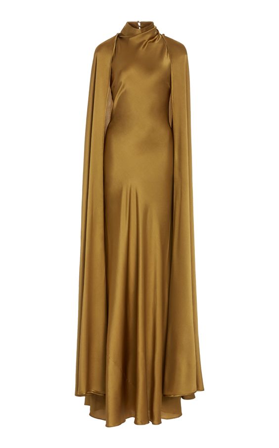 Ellery Women’s Cape-effect Metallic Stretch-silk Satin Gown In Brown | ModeSens