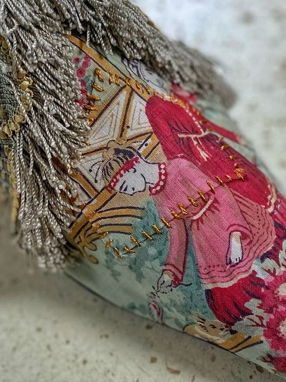 Fringed and Tasseled Shoes in Antique Textiles for Artists