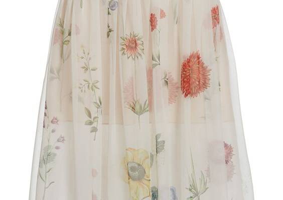 Oscar de la Renta Printed Silk Chiffon Midi-Skirt