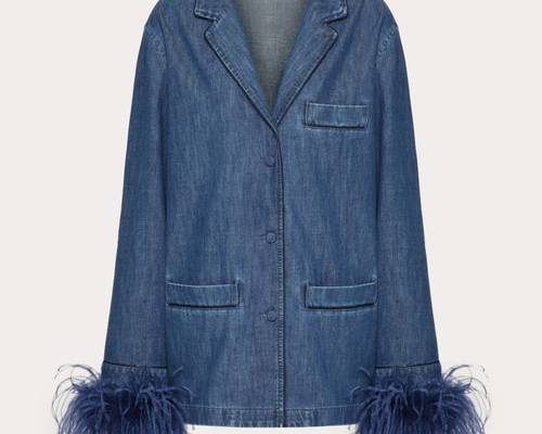 Valentino Chambray Denim Shirt With Feathers - Feather embroidery at cuffs - Front button closure - Chambray Denim (100% Cotton) - Unlined - Length: 73 cm / 28.7 in. from the shoulders in an Italian size 40 - The model is 176 cm / 5'9