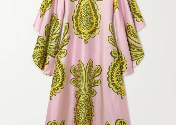 Magnifico printed silk-twill maxi dress