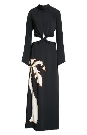 Johanna Ortiz Cielo Profundo Long Sleeve Maxi Dress in Black at Nordstrom, Size 10