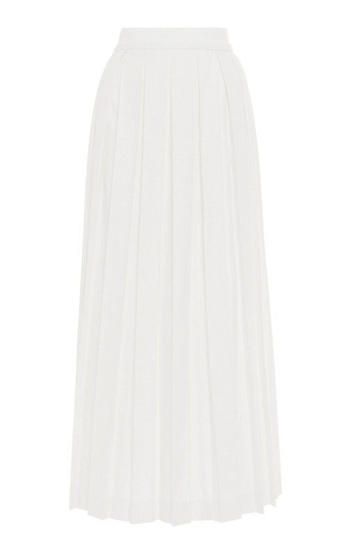 Luisa Beccaria | Pleated Linen-Blend Midi Skirt