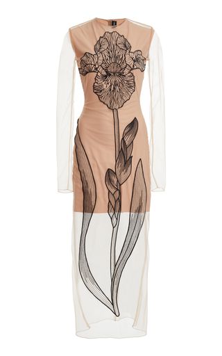 Shop the Neutral Flower-Appliqued Tulle Midi Dress by David Koma and more new designer fashion on Moda Operandi.