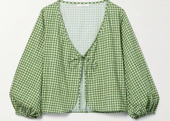 PEONY   NET SUSTAIN Holiday gingham organic cotton and ECOVERO-blend top