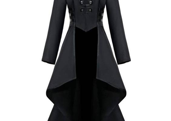 Renaissance Gothic Tailcoat Halloween Costumes for Women, Medieval Irregular Hem Steampunk Corset Victorian Tailcoat Jacket