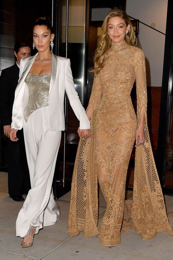 Bella and Gigi Hadid Have a Sister Style Moment in Silver and Gold