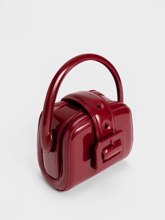 Red Lula Patent Belted Bag | CHARLES