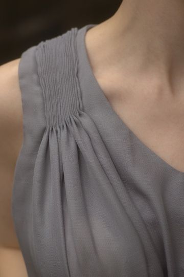 Gathered Pleat Textures – silk dress with cartridge pleated shoulder detail; fabric manipulation for fashion // Birgitte Norsen