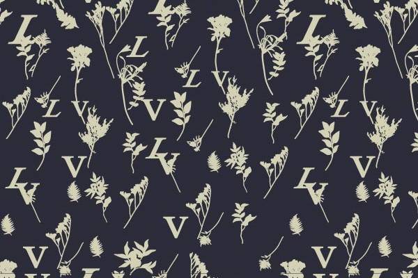 植物花穗LV潮牌数码印花矢量图