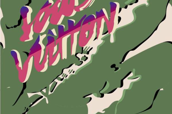 英文字母涂鸦数码印花花型矢量图