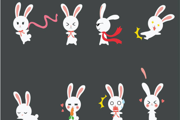 矢量儿童卡通兔子插画图案素材