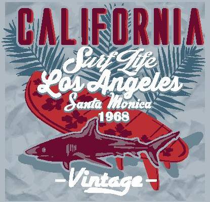 复古字母鲨鱼印花花型素材