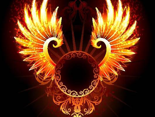 金色翅膀印花花型素材