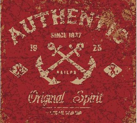 船锚字母复古印花裁片花型素材