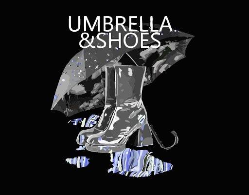 雨伞鞋子字母印花花型素材矢量图