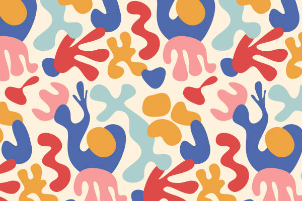 手绘彩色马蒂斯图案设计印花花型素材