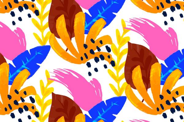 手绘抽象树叶印花花型图案素材