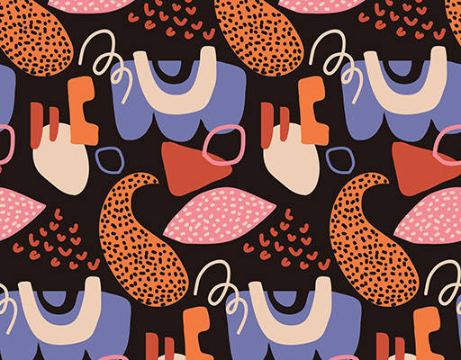 手绘平面抽象形状印花花型图案素材