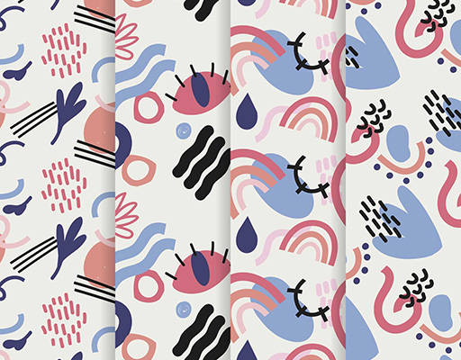 抽象手绘线条印花花型图案素材