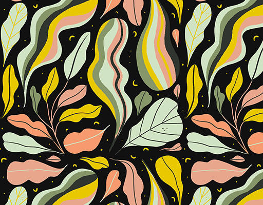 手绘抽象树叶印花花型图案素材