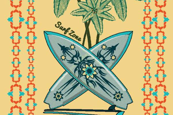 夏日风汽车字母印花花型素材矢量图