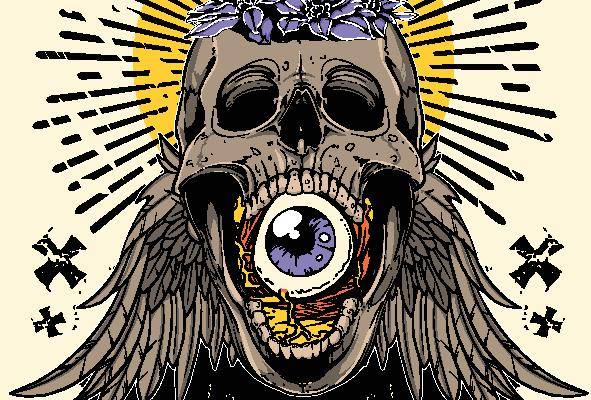 骷髅头眼睛十字架印花花型素材矢量图