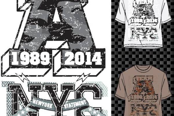 字母潮牌NYC印花花型素材矢量图