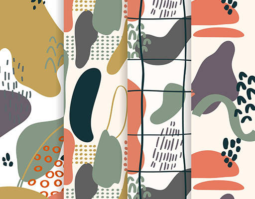 彩色手绘抽象印花花型图案素材