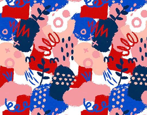 手绘抽象绘画印花花型素材图案