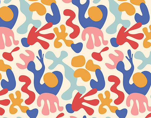 手绘彩色马蒂斯图案设计印花花型素材