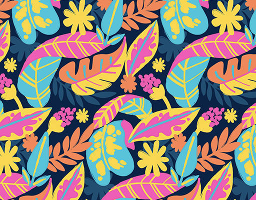 手绘抽象树叶印花花型图案素材