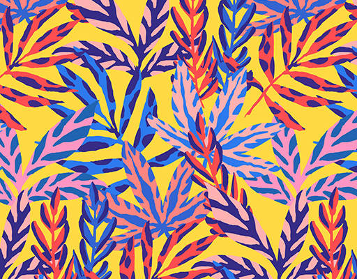 手绘抽象树叶印花花型图案素材