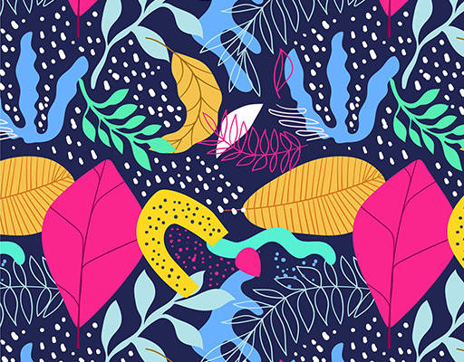 手绘抽象树叶印花花型图案素材