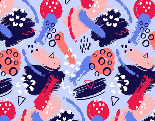 手绘抽象绘画印花花型图案素材