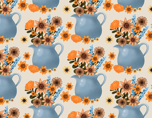 植物花朵花瓶印花花型素材