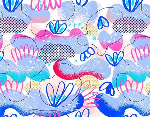 水彩抽象涂鸦图案设计印花素材