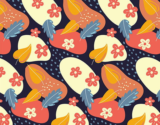 手绘抽象树叶图案印花花型素材矢量图