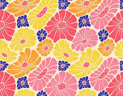 手绘时尚花朵图案印花花型素材