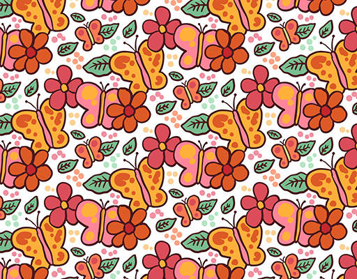 蝴蝶花图案印花花型素材图